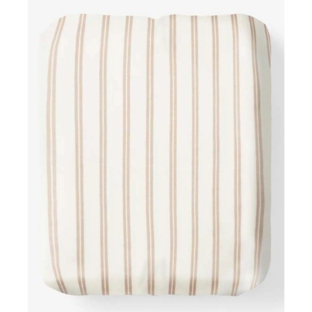 The Company Store Twin XL Fitted Sheet Gold Narrow Stripe Cotton Percale 50638B